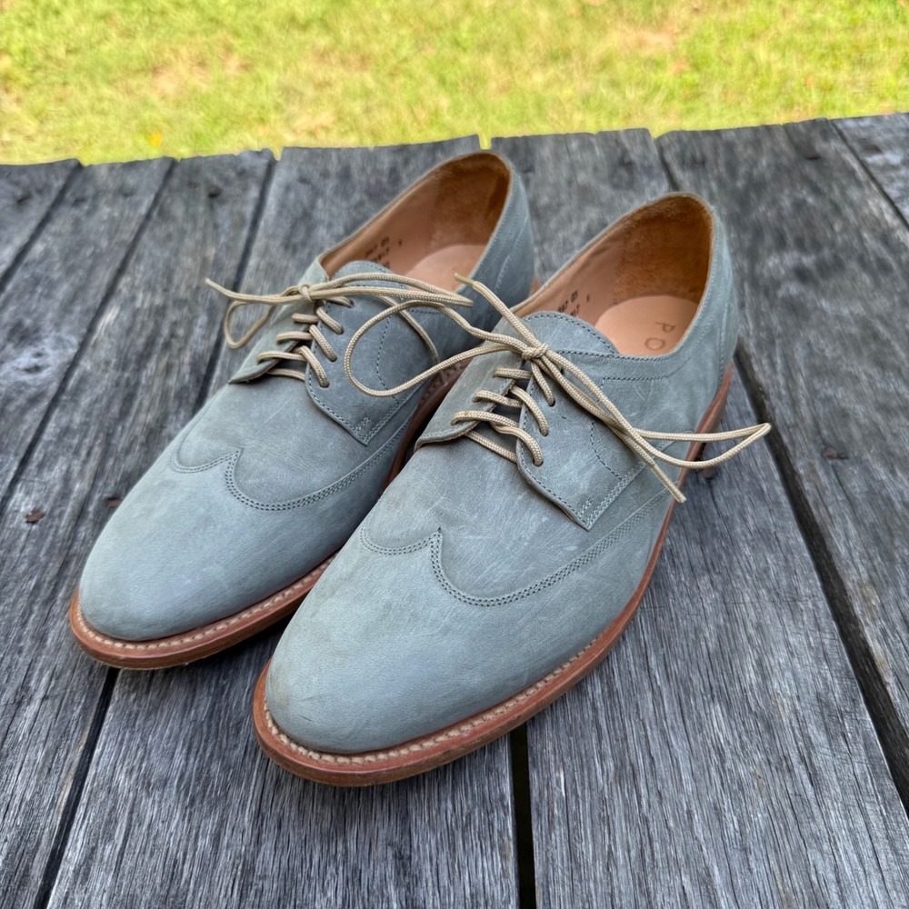 Poetry Sage Green Nubuck Wingtip Oxford Shoes Made in England Size 5 387 03